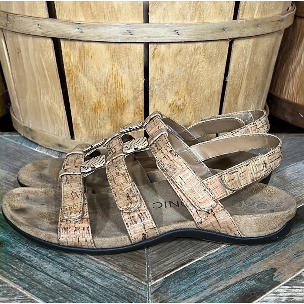 Vionic Amber Gold Cork Adjustable Strap Orthotic … - image 2